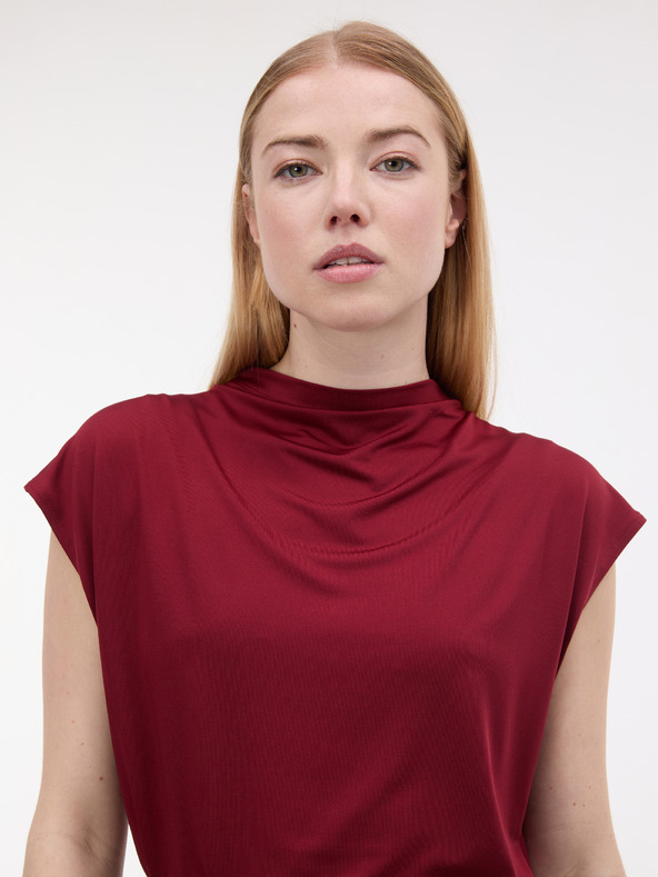 Orsay Vínové dámske tričko s krátkym rukávom ORSAY