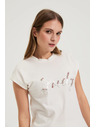 Moodo Tričko s potlačou a korálkami biele Moodo