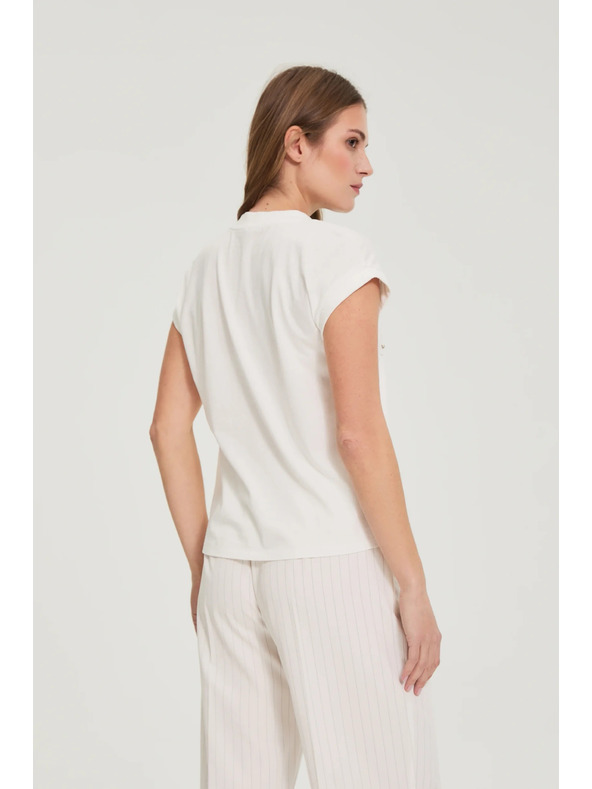 Moodo Tričko s potlačou a korálkami biele Moodo