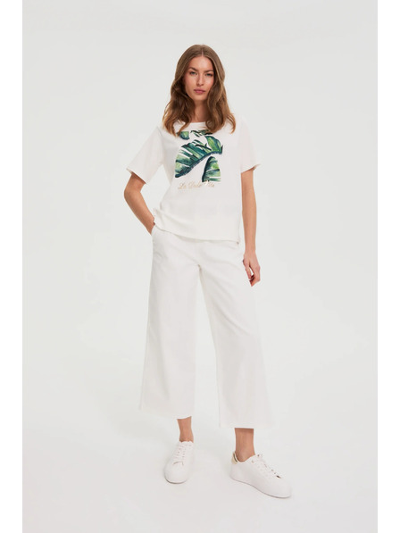 Moodo Bavlnená blúzka s potlačou biela Moodo