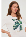 Moodo Bavlnená blúzka s potlačou biela Moodo