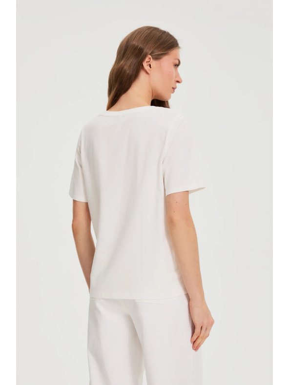 Moodo Bavlnená blúzka s potlačou biela Moodo