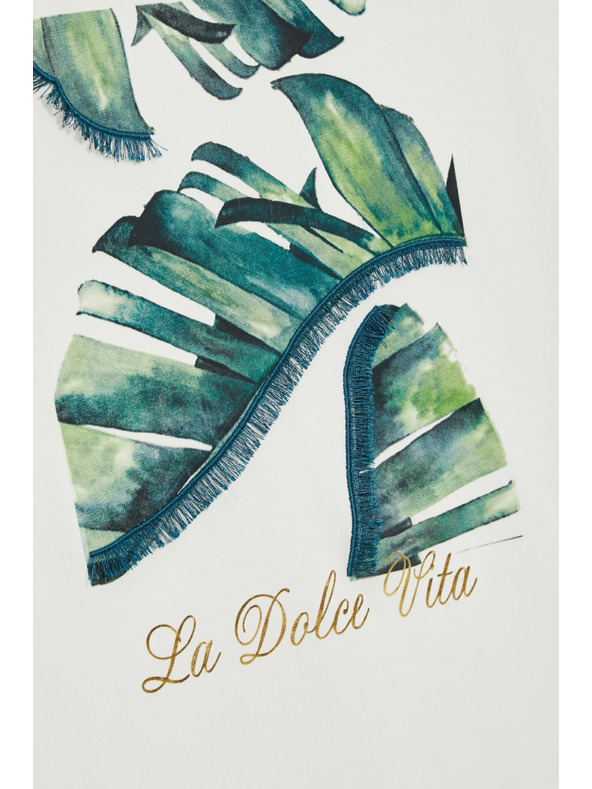 Moodo Bavlnená blúzka s potlačou biela Moodo