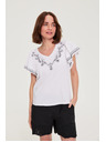 Moodo Bavlnená blúzka s potlačou biela Moodo