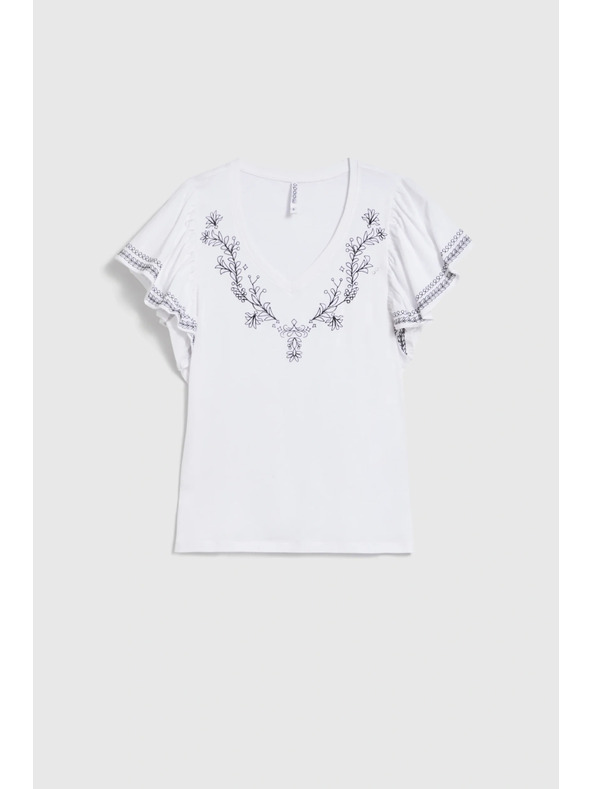 Moodo Bavlnená blúzka s potlačou biela Moodo