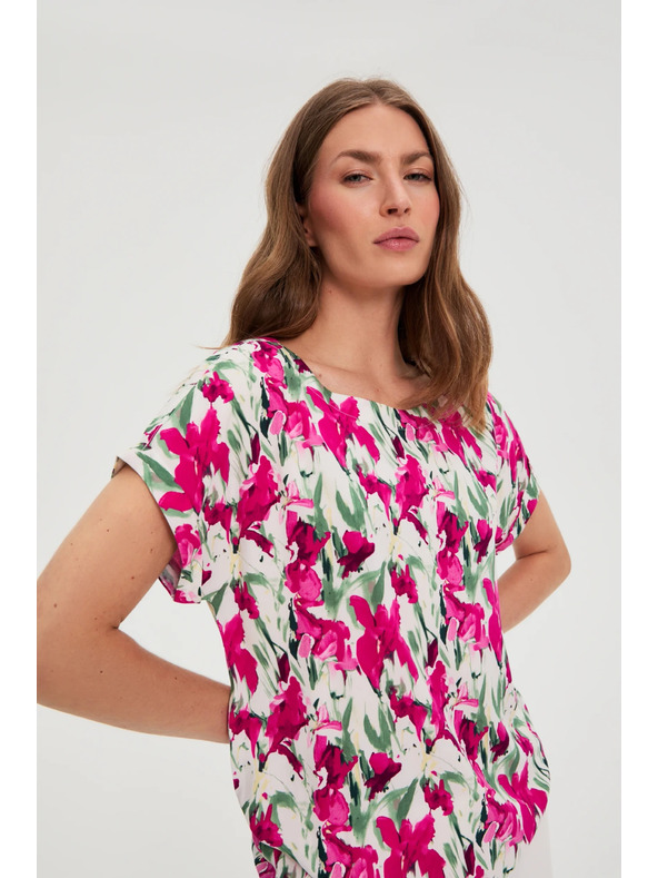 Moodo Košeľa s krátkymi rukávmi fuchsiová Moodo