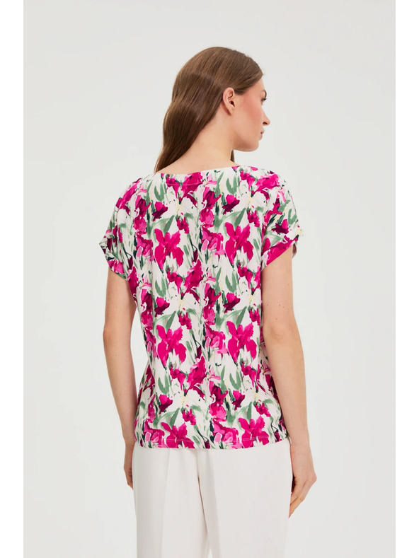 Moodo Košeľa s krátkymi rukávmi fuchsiová Moodo