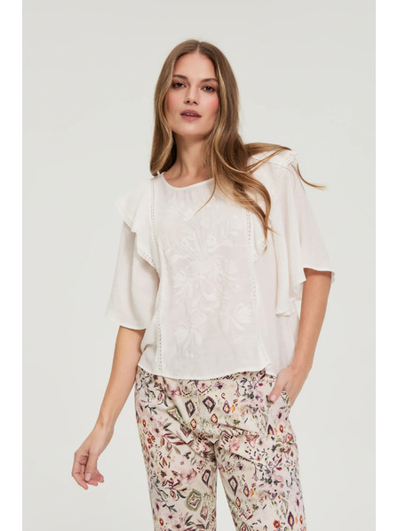 Moodo Košeľa s voľánmi biela Moodo