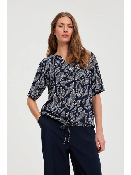 Moodo Tmavo modrá viskózová košeľa Moodo