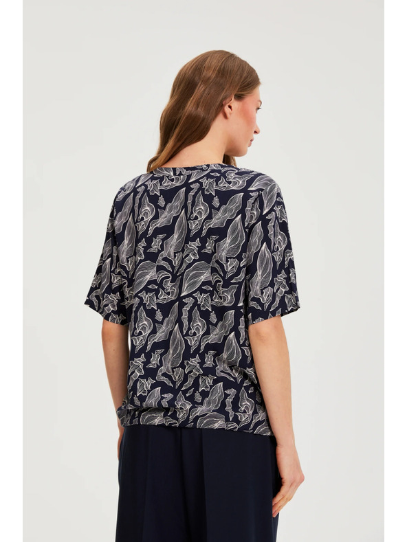 Moodo Tmavo modrá viskózová košeľa Moodo