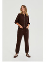 Moodo Bunda s ľanom hnedá Moodo