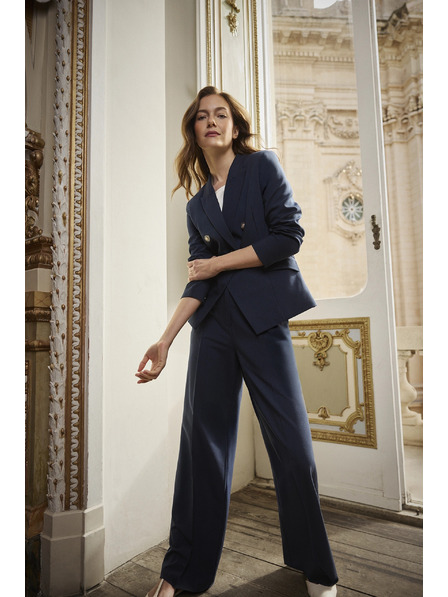 Moodo Modré dvojradové sako s ozdobnými gombíkmi Moodo