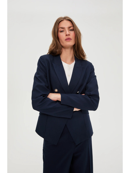 Moodo Modré dvojradové sako s ozdobnými gombíkmi Moodo