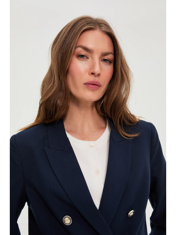 Moodo Modré dvojradové sako s ozdobnými gombíkmi Moodo