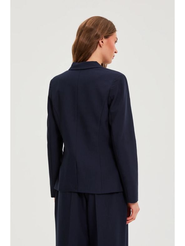 Moodo Modré dvojradové sako s ozdobnými gombíkmi Moodo