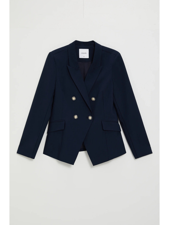 Moodo Modré dvojradové sako s ozdobnými gombíkmi Moodo
