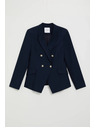 Moodo Modré dvojradové sako s ozdobnými gombíkmi Moodo
