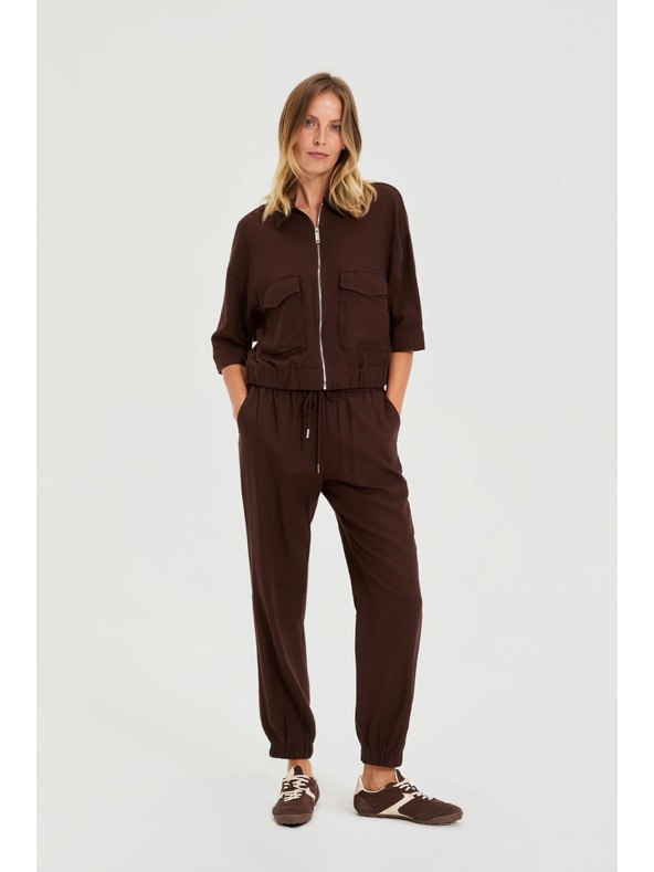 Moodo Hladké nohavice hnedé Moodo