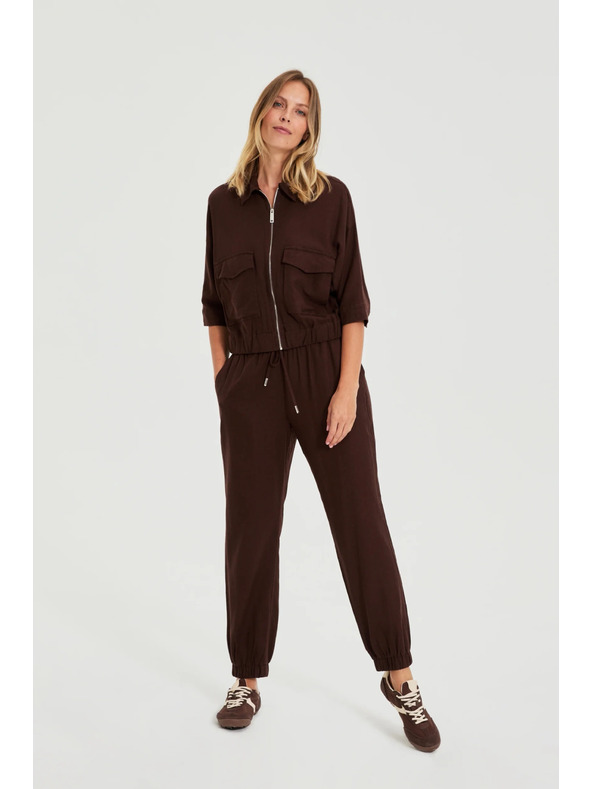 Moodo Hladké nohavice hnedé Moodo