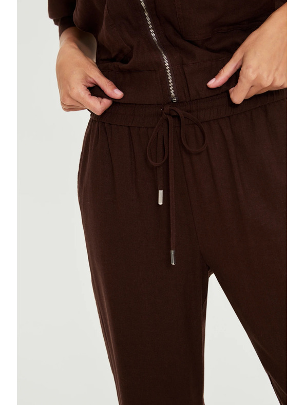 Moodo Hladké nohavice hnedé Moodo