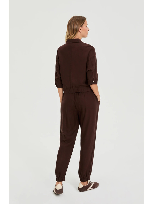 Moodo Hladké nohavice hnedé Moodo