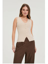 Moodo Top s ozdobnými gombíkmi béžový Moodo