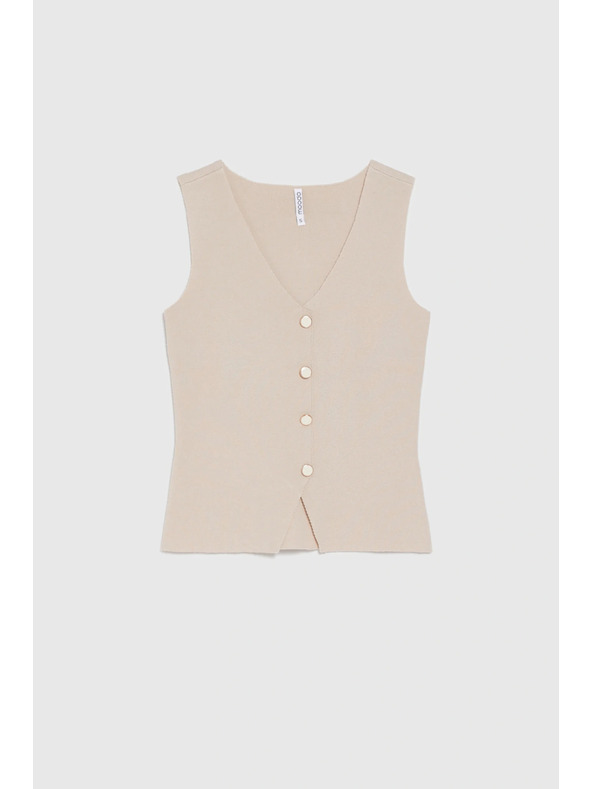 Moodo Top s ozdobnými gombíkmi béžový Moodo