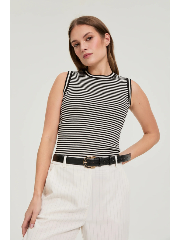 Moodo Top v pruhoch bielo-čierny Moodo