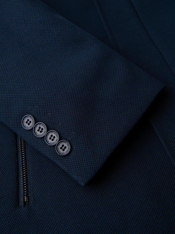 Ombre Clothing Pánsky zúžený štruktúrovaný kabát s vysokým golierom - tmavo modrý V2 OM-COWC-0136 Ombre Clothing