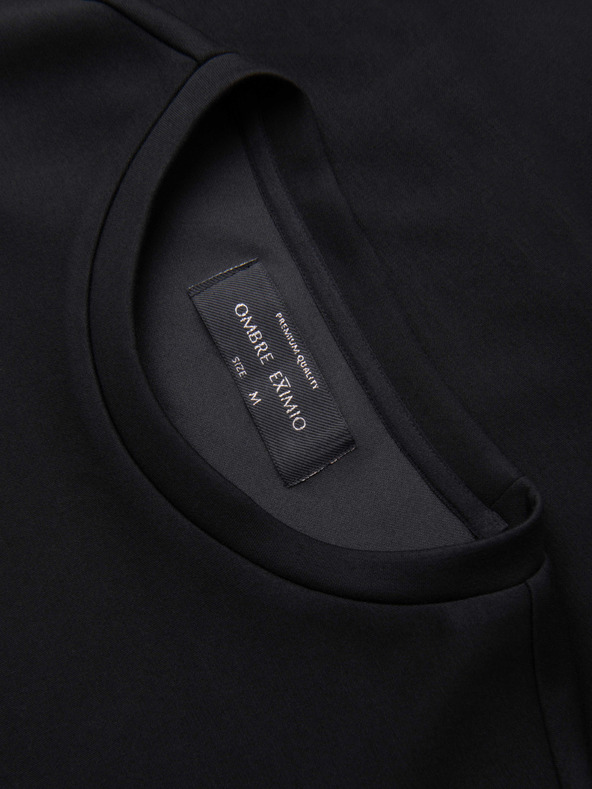 Ombre Clothing Pánska mikina s lesklým potlačou na hrudi - čierna V1 OM-SNBC-0199 Ombre Clothing