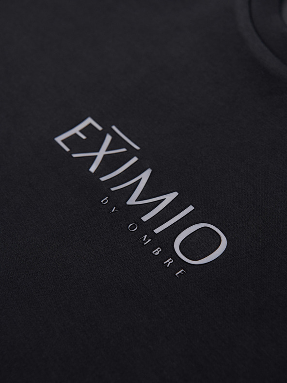 Ombre Clothing Pánska mikina s lesklým potlačou na hrudi - čierna V1 OM-SNBC-0199 Ombre Clothing