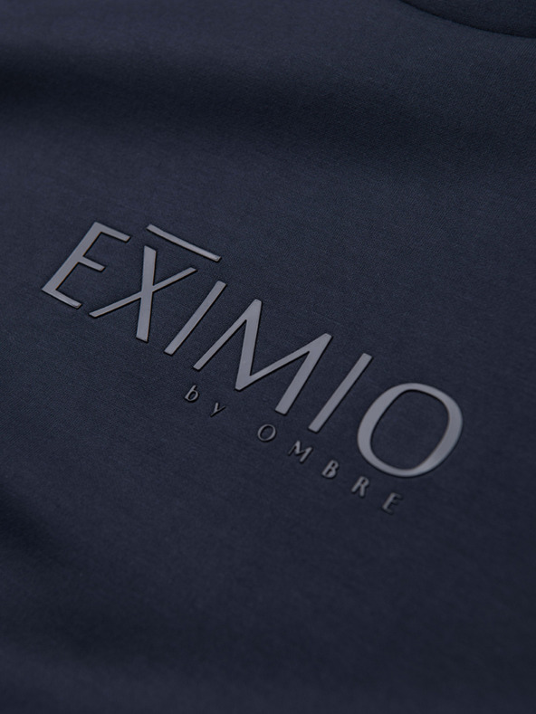 Ombre Clothing Pánska mikina s lesklým potlačou na hrudi - tmavo modrá V4 OM-SNBC-0199 Ombre Clothing