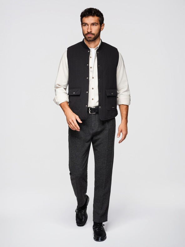 Ombre Clothing Pánska legiaca vesta bez rukávov so zvislým prešívaním - čierna V1 OM-JAVJ-0323 Ombre Clothing