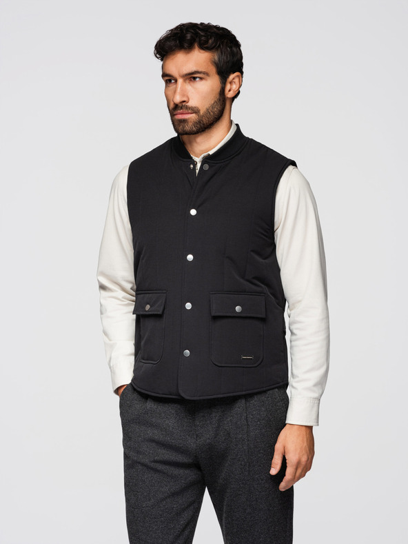 Ombre Clothing Pánska legiaca vesta bez rukávov so zvislým prešívaním - čierna V1 OM-JAVJ-0323 Ombre Clothing