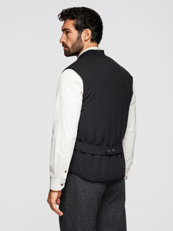 Ombre Clothing Pánska legiaca vesta bez rukávov so zvislým prešívaním - čierna V1 OM-JAVJ-0323 Ombre Clothing