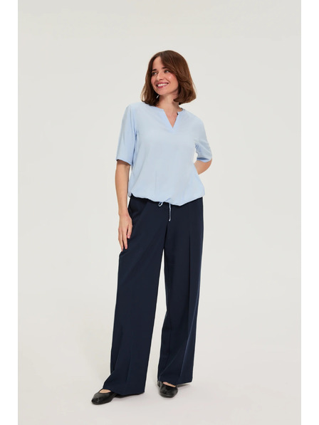 Moodo Viskózová košeľa so viazaním modrá Moodo