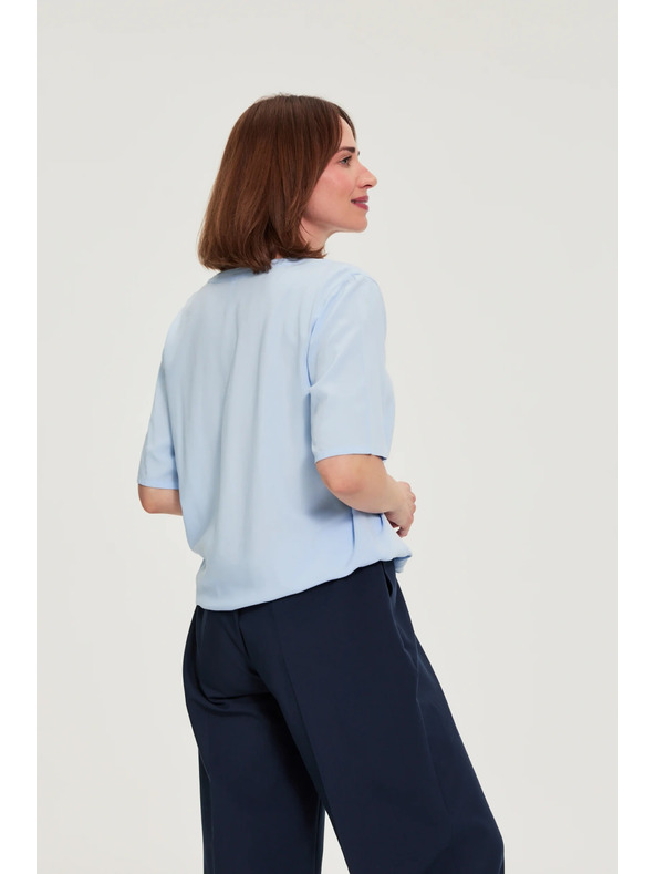 Moodo Viskózová košeľa so viazaním modrá Moodo