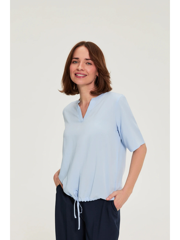 Moodo Viskózová košeľa so viazaním modrá Moodo