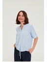 Moodo Viskózová košeľa so viazaním modrá Moodo