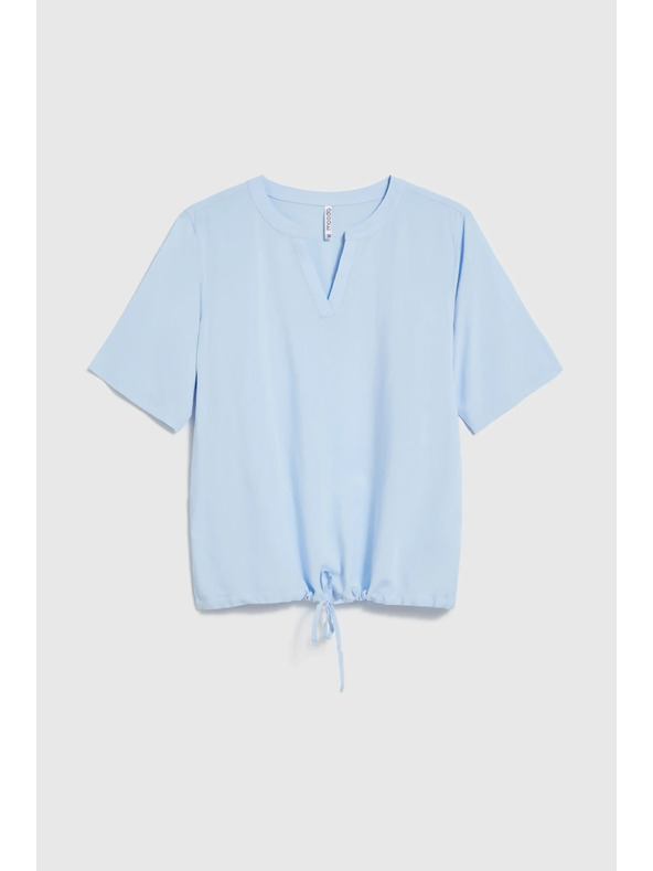 Moodo Viskózová košeľa so viazaním modrá Moodo