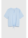 Moodo Viskózová košeľa so viazaním modrá Moodo
