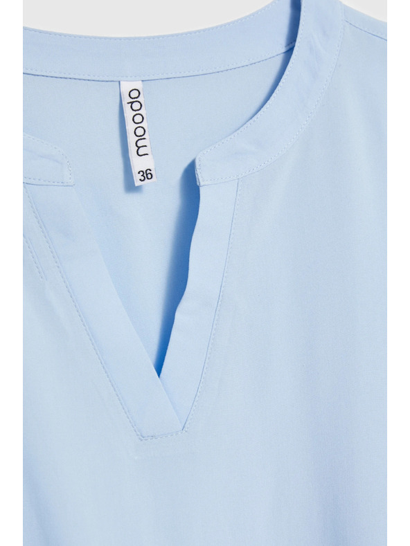 Moodo Viskózová košeľa so viazaním modrá Moodo