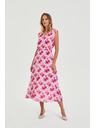 Moodo Šaty midi s kvetmi ružová Moodo
