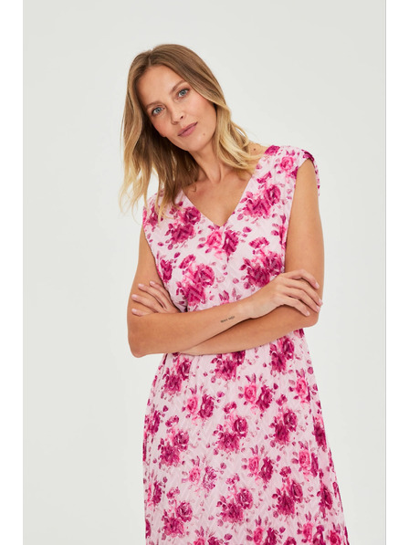 Moodo Šaty midi s kvetmi ružová Moodo