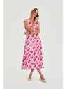 Moodo Šaty midi s kvetmi ružová Moodo