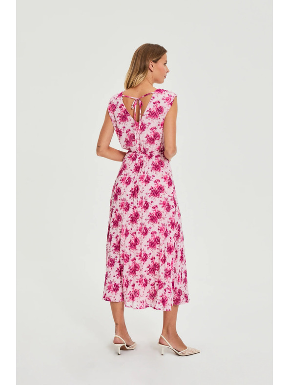 Moodo Šaty midi s kvetmi ružová Moodo