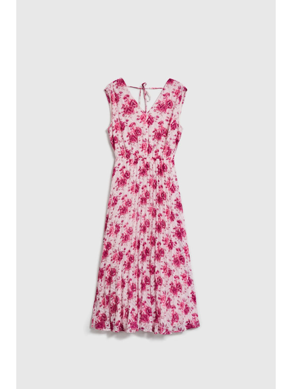 Moodo Šaty midi s kvetmi ružová Moodo