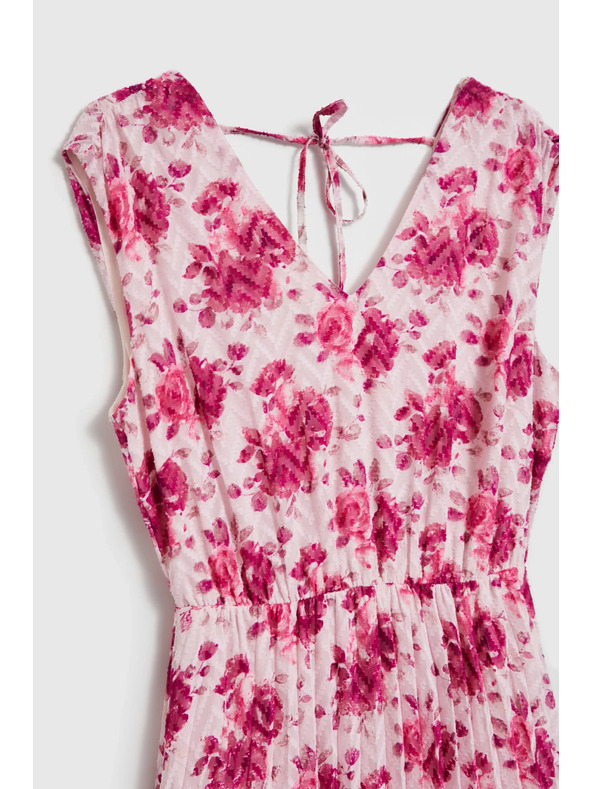 Moodo Šaty midi s kvetmi ružová Moodo