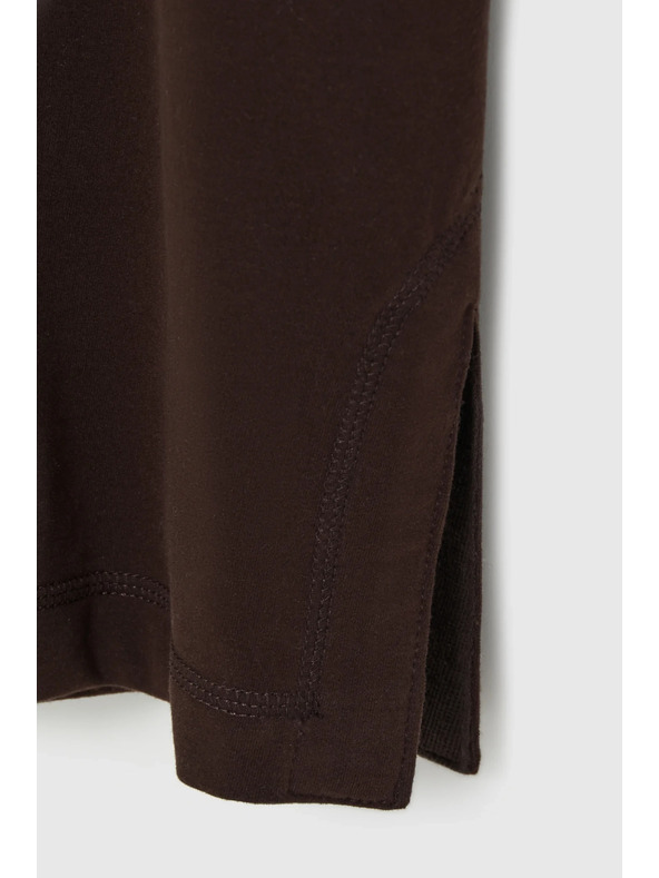 Moodo Mikina s kapucňou a krátkymi rukávmi hnedá Moodo