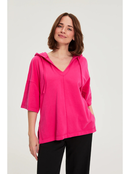 Moodo Mikina s kapucňou a krátkymi rukávmi purpurová Moodo